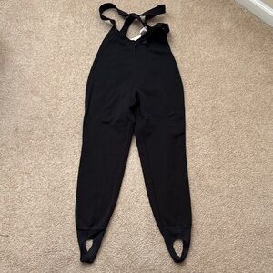 NWT De Neve Women's Vintage Jet Black Zip Up Ski Snow Bibs Size 8 Long